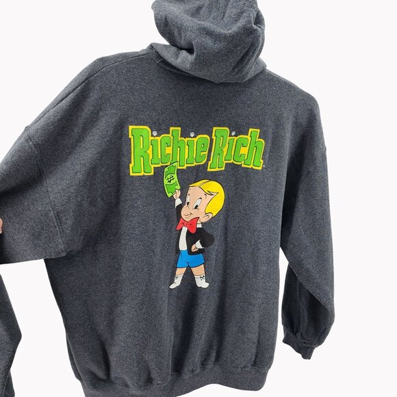 Richie Rich Pullover Hoodie Character Print Kangaroo Pocket Gray Nwot - Picture 1 of 7